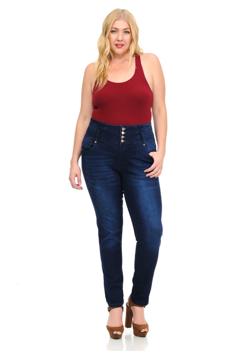 MM-SPBB-YC147_DARK_NAVY_01_ro9j M.Michel Women's Jeans · Plus Size · High Waist · Push Up · Style YC147 - Image 1