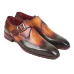 Paul Parkman Single Monkstraps Green & Camel (ID#944-GRN-CML)