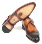 Paul Parkman Single Monkstraps Green & Camel (ID#944-GRN-CML) - Image 3