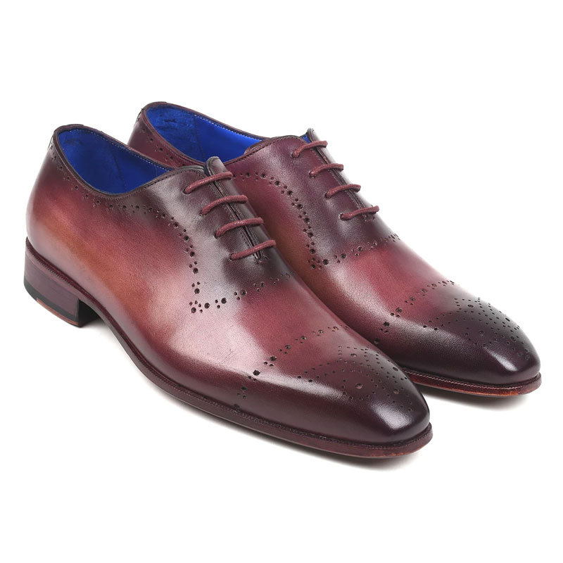Paul-Parkman Paul Parkman Burgundy Hand-Painted Classic Brogues (ID#ZLS35BUR) - Image 1