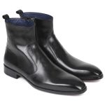 Paul Parkman Black Leather Side Zipper Boots (ID#BT485-BLK)
