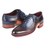 Paul Parkman Opanka Construction Blue & Bordeaux Oxfords (ID#726-BLU-BRD)