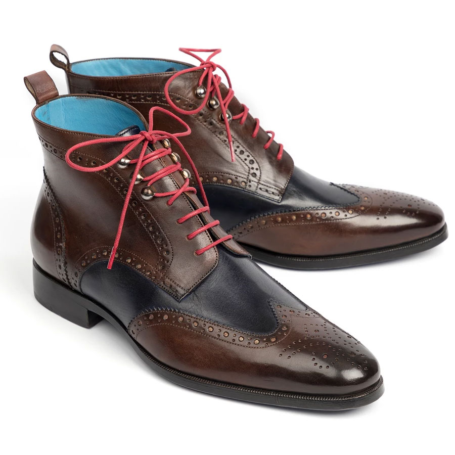 Paul-Parkman Paul Parkman Wingtip Ankle Boots Dual Tone Brown & Blue (ID#777-BRW-BLU) - Image 1