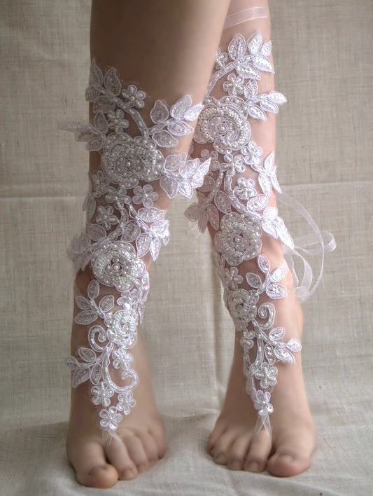 il_570xN.760291797_658i_590x Handmade French Lace Bridal Barefoot Sandals - Image 1