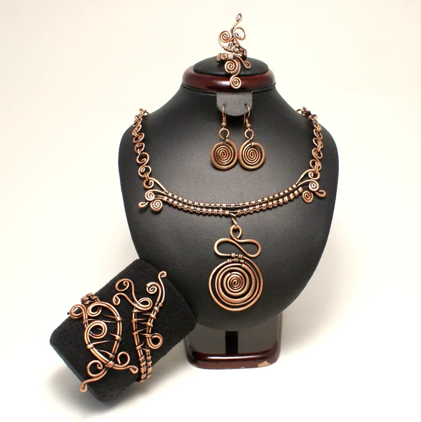 il_fullxfull.1197283666_gqyi_590 Handmade Wire Wrapped Copper Jewelry Set - Image 1