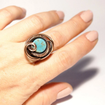 Handmade Wire Wrap Turquoise Ring - Image 3