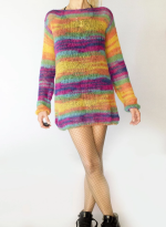 Handmade Angora Sweater Dress Rainbow Sweater Tunic - Image 2
