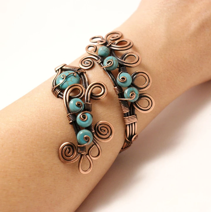 il_fullxfull.1395294015_hdon_720 Handmade Wire Wrapped Turquoise Bracelet - Image 1