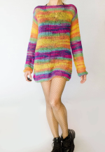 Handmade Angora Sweater Dress Rainbow Sweater Tunic - Image 6