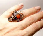 Handmade Copper Wire Sunstone Ring - Image 3