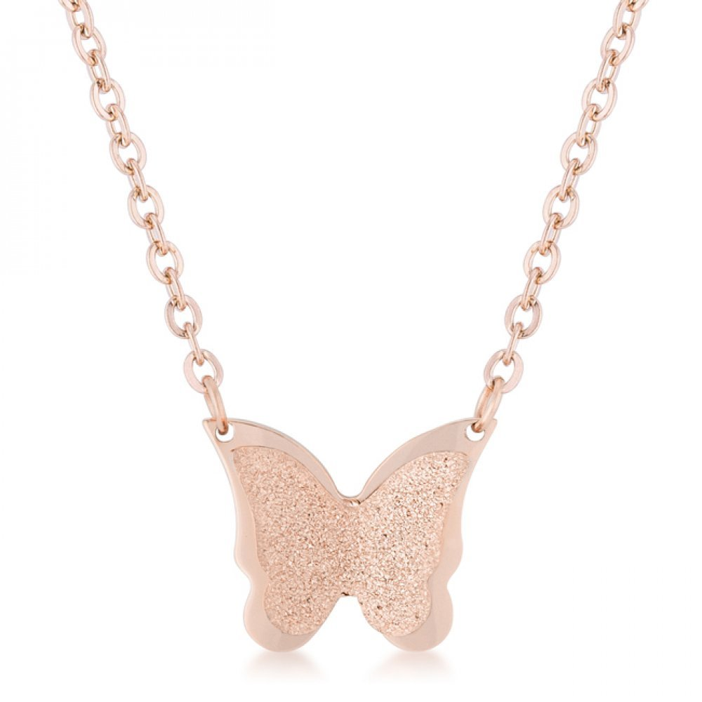 J11858__99906.1464803211.1280.12 BREANNE ROSE GOLD STAINLESS STEEL ROSE GOLD BUTTERFLY NECKLACE - Image 1