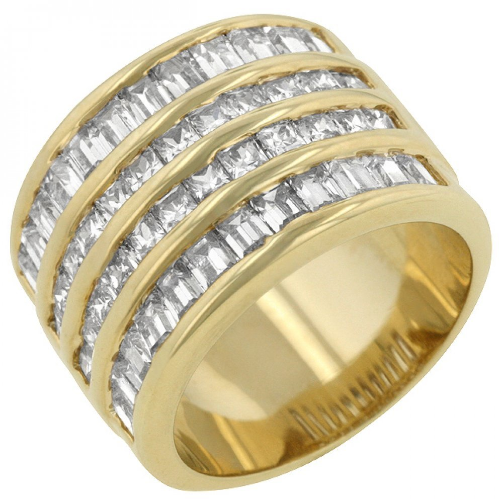 J8844__80333.1533656679.1280.128 4 ROW GOLD CUBIC ZIRCONIA COCKTAIL RING - Image 1