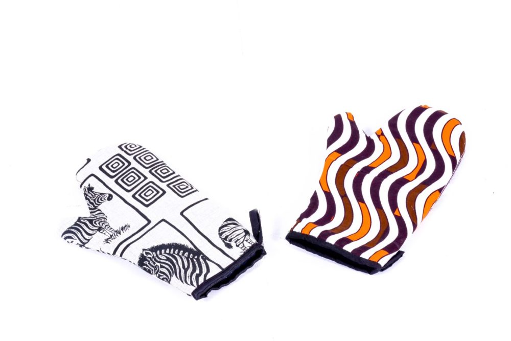 Handcrafted Zebra Oven Mitts - Image 1