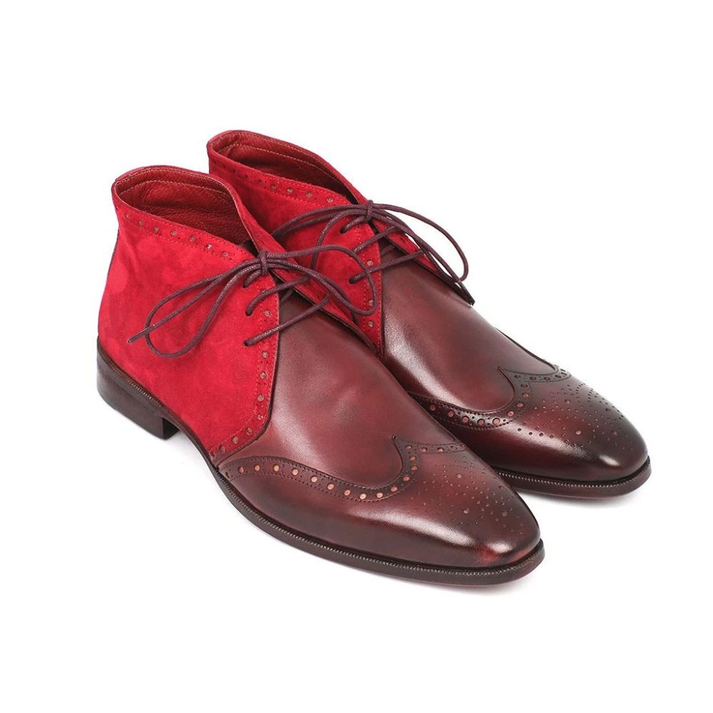 Paul Parkman Men's Chukka Boots Bordeaux Suede & Leather (ID#CK51-BRD) - Image 6