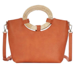 Handbag Chic Natural Woven Handle Satchel