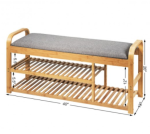 Bamboo Storage 3-Tier Shoe Rack With Seat Cushion - Image 5