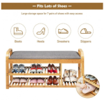 Bamboo Storage 3-Tier Shoe Rack With Seat Cushion - Image 6