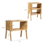 Bamboo Storage Shelf 2-Piece Nightstand Sofa Table - Image 5