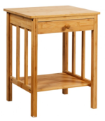 Bamboo Nightstand End Table with Drawer Storage Shelf