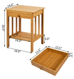 Bamboo Nightstand End Table with Drawer Storage Shelf - Image 3