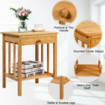 Bamboo Nightstand End Table with Drawer Storage Shelf - Image 4