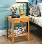 Bamboo Nightstand End Table with Drawer Storage Shelf - Image 7