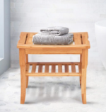 Bamboo Bathroom Chair Shower Storage Seat - Image 7
