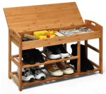 Bamboo Storage 3-Tier Entryway Shoe Bench - Image 2