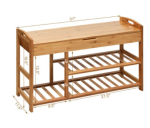 Bamboo Storage 3-Tier Entryway Shoe Bench - Image 8