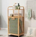 Bamboo Laundry Hamper Tilt Out Shelf With Slate Frame - Image 8