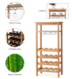 Bamboo Storage Shelf 16 Bottle Wine Rack And Glass Hanger - Image 4