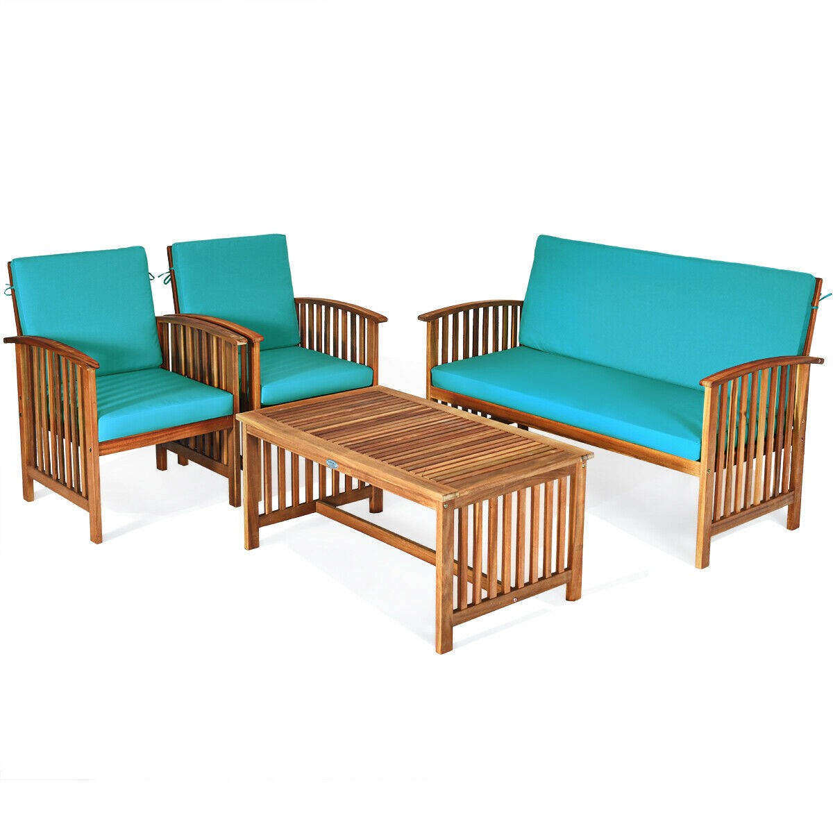 10_190_129 Acacia Wood Solid Furniture Patio Set 4PCS - Image 1