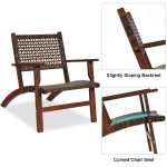 Wooden Patio Rattan Furniture Set 3PCS Outdoor - Image 3