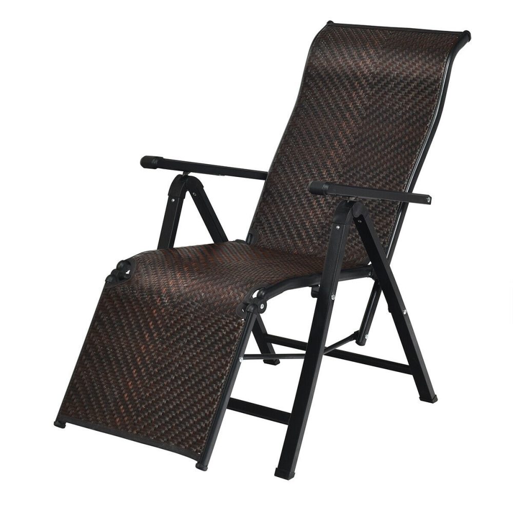 Rattan Folding Lounge Chair 2Pcs Patio - Image 6