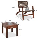 Wooden Patio Rattan Furniture Set 3PCS Outdoor - Image 2