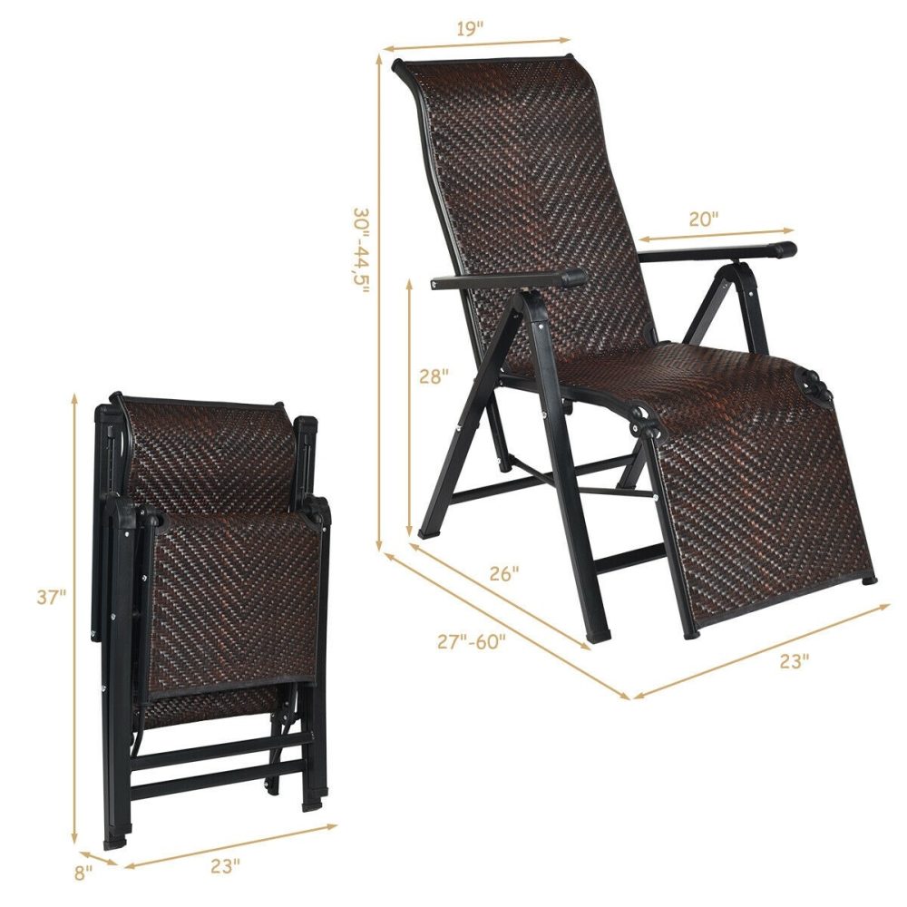 Rattan Folding Lounge Chair 2Pcs Patio - Image 2