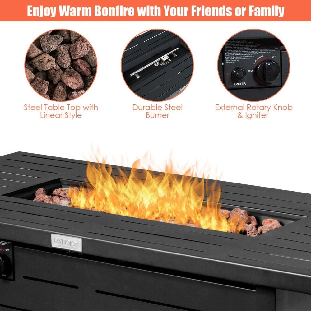 Fire Pit Table 42" 60,000 Btu Rectangular Propane Gas - Image 2