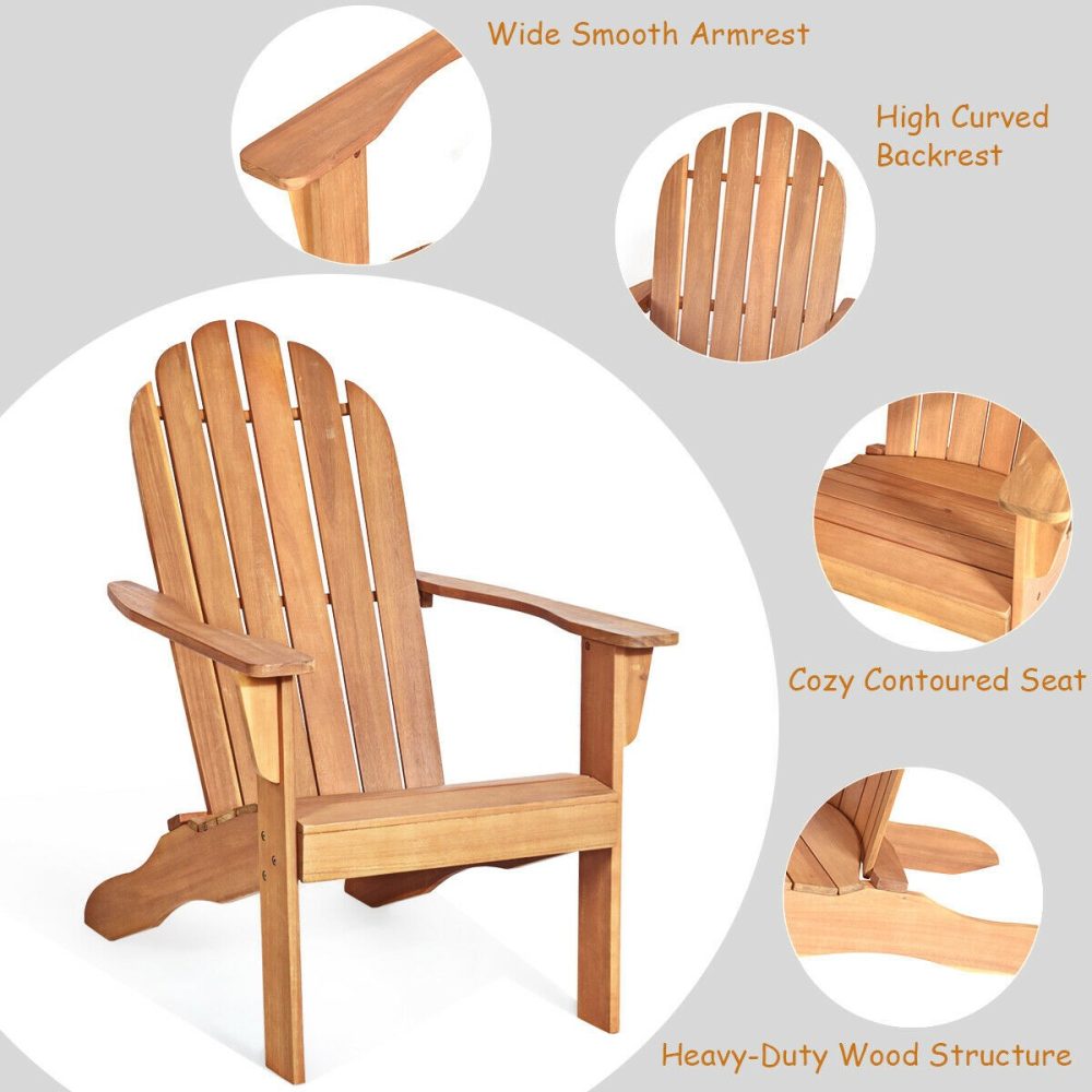 Adirondack Patio Chair Outdoor Solid Wood Durable - Image 5