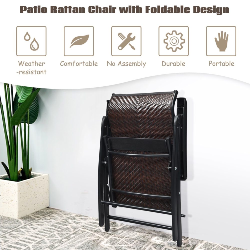 Rattan Folding Reclining Chair 2 Piece Patio - Image 4
