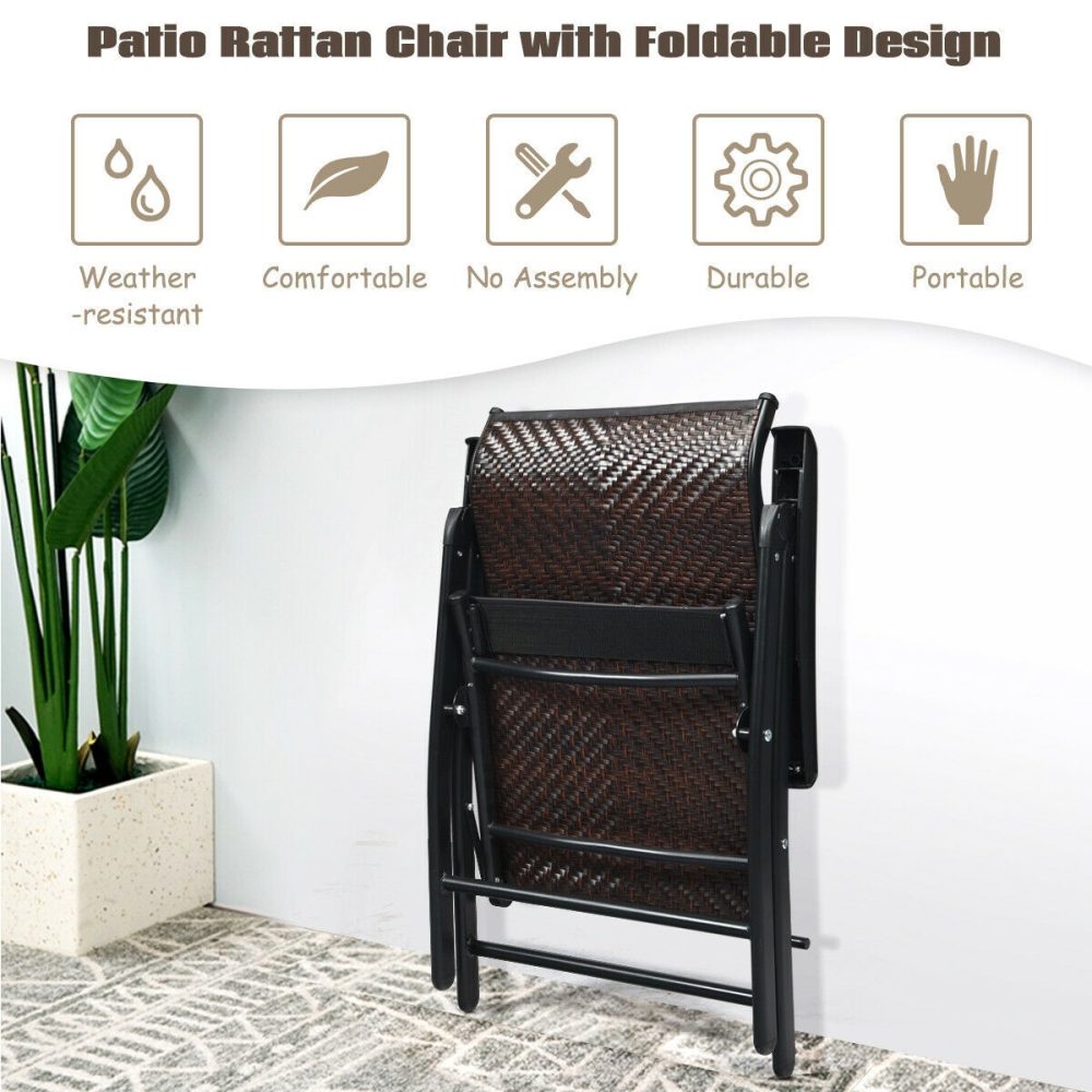 Patio Rattan Folding Chair with Armrest - Image 5