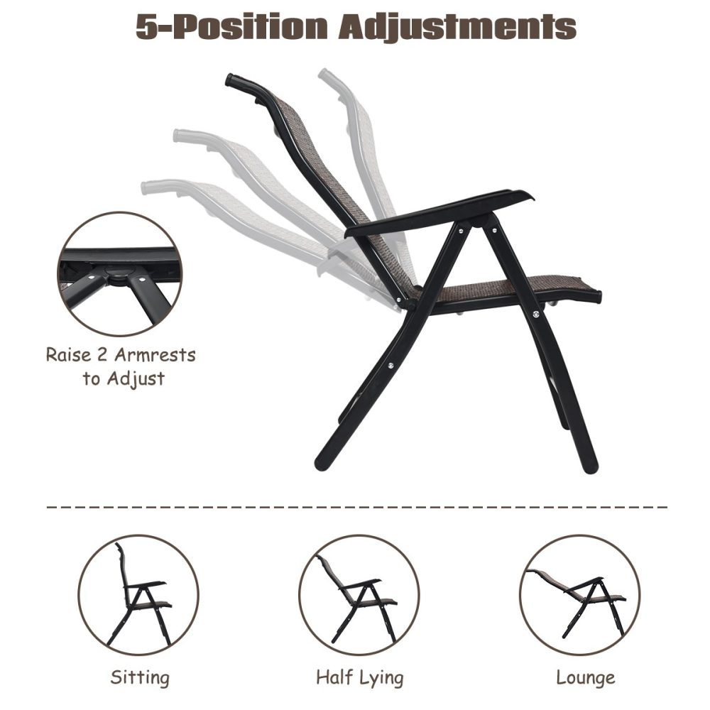 Rattan Folding Reclining Chair 2 Piece Patio - Image 3
