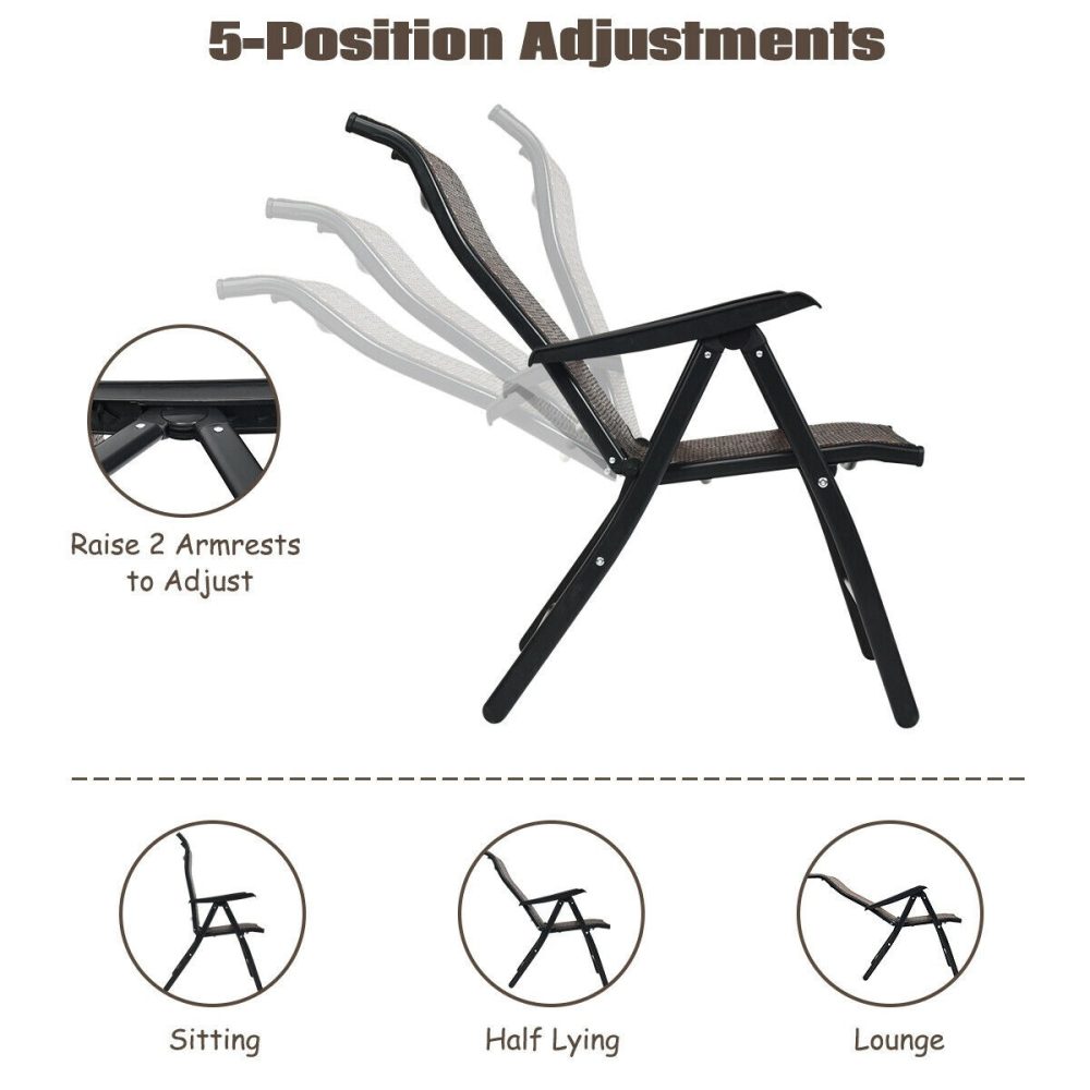 Patio Rattan Folding Chair with Armrest - Image 4