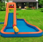 Inflatable Water Bounce House with Climbing Wall and Ball Hoop