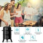 3-in-1 Portable Round Charcoal Smoker BBQ Grill Built-in Thermometer - Image 6