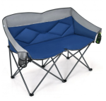 Folding Loveseat Chair With Bags and Padded Backrest