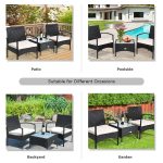 Patio Wicker Rattan with White Cushion Furniture Set 3 Pcs - Image 6