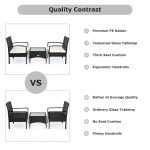 Patio Wicker Rattan with White Cushion Furniture Set 3 Pcs - Image 5