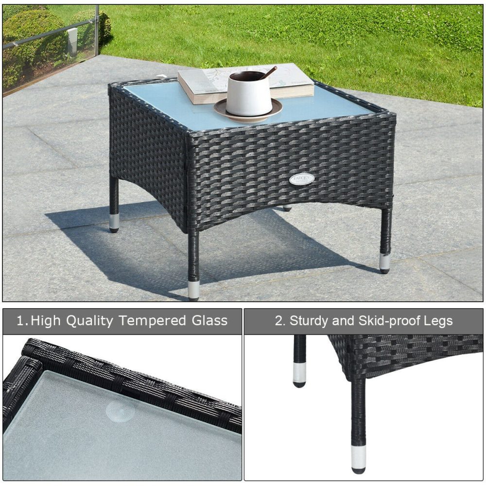 Patio Wicker Rattan with White Cushion Furniture Set 3 Pcs - Image 3