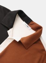 Mens T-Shirt Tricolor Knitted Lapel Short Sleeve Regular Hem - Image 5