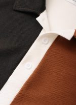 Mens T-Shirt Tricolor Knitted Lapel Short Sleeve Regular Hem - Image 6